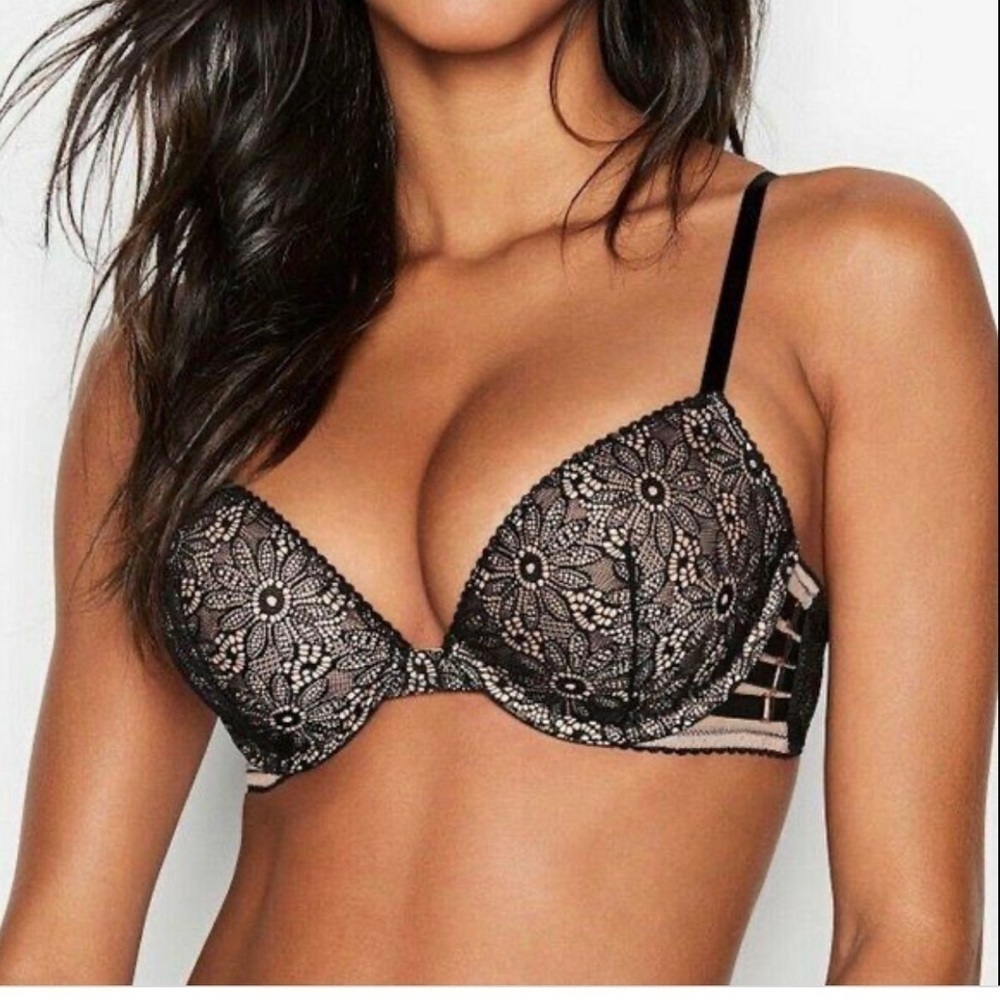 Victoria SECRET NWT LACE BLACK UNLINED BRAS‎ SIZE 32DD